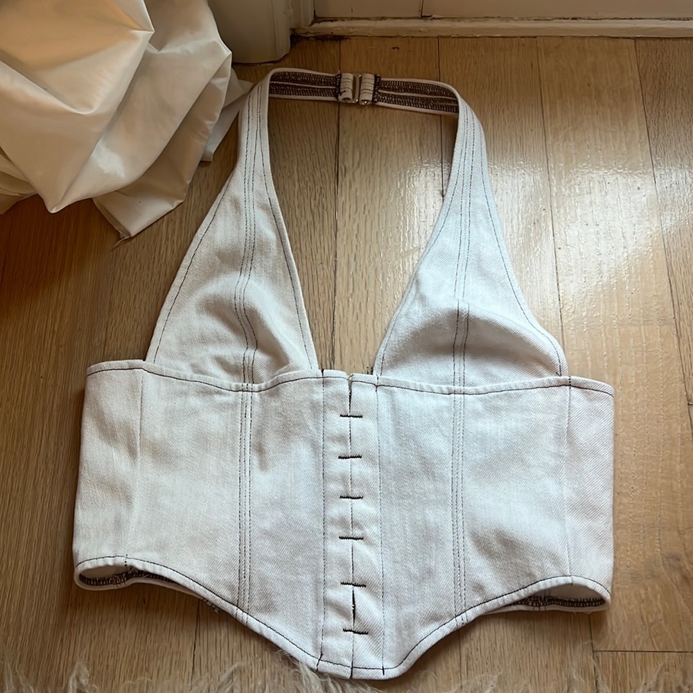 White Fox Secret Identity Bustier Crop Top. In XS.